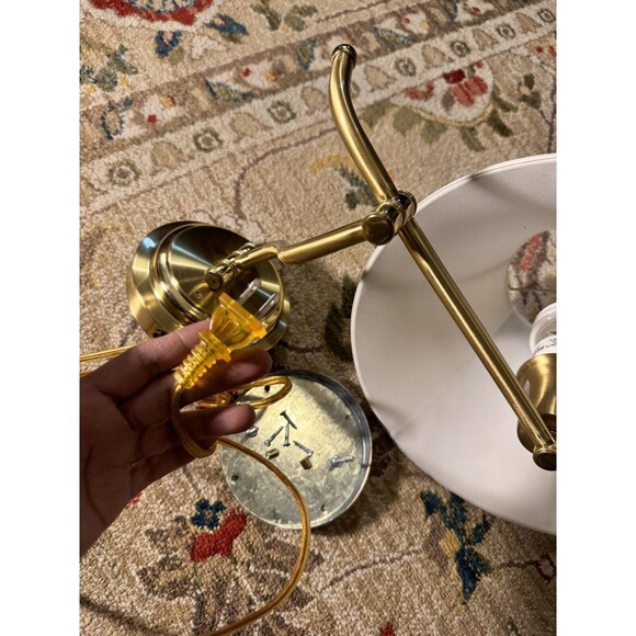 vintage Decorative 1 light Swing Arm Wall Sconce  Brass with white bell shade - Picture 10 of 16